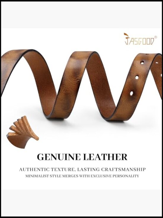 Genuine Leather Belt with Vintage Metal Buckle for Jeans main image 5